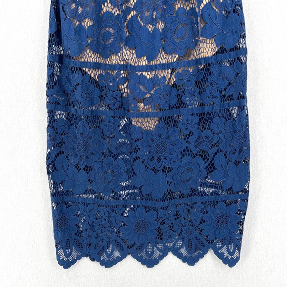 FOR LOVE & LEMONS Gianna Lace Midi Dress Womens XS Blue Bodysuit Bodycon - Picture 6 of 12